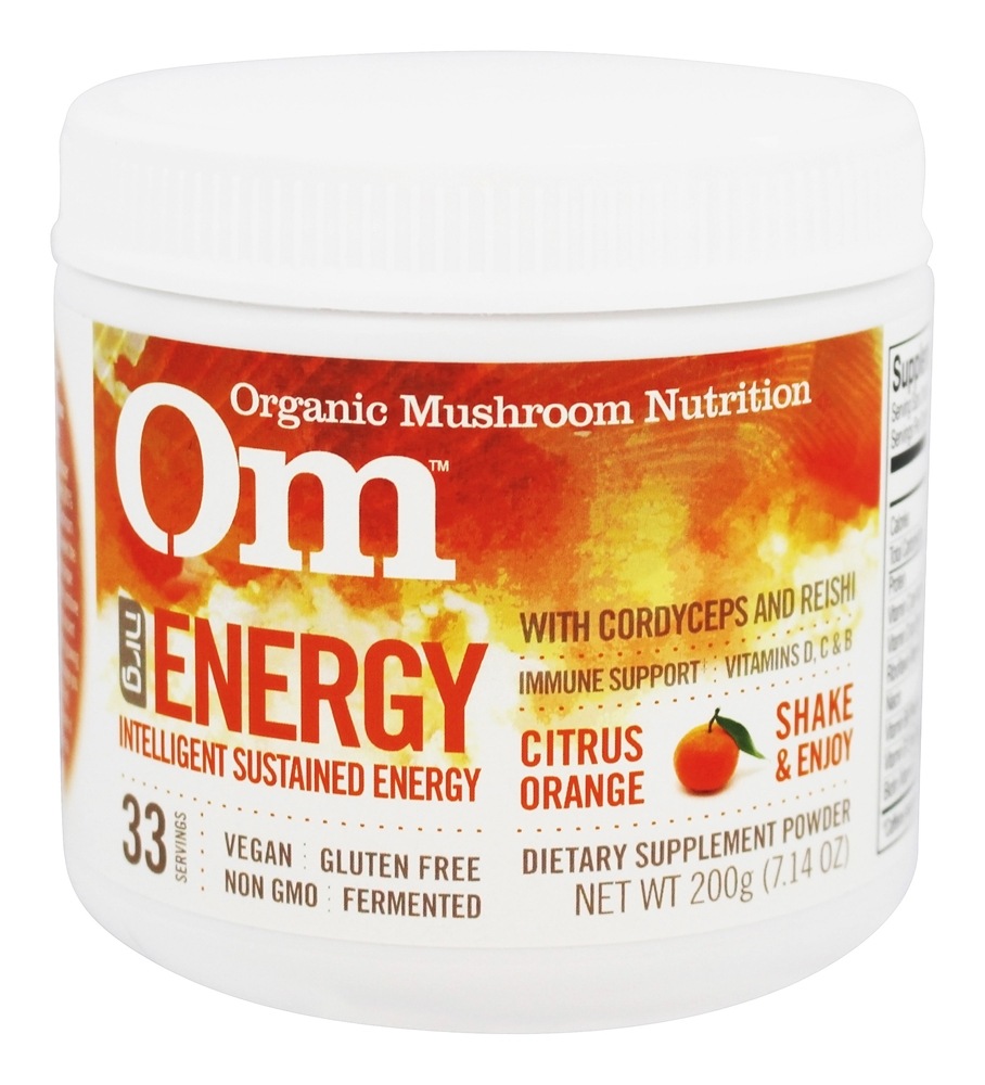 Bebida Energética em Pó com Cordyceps & Reishi Sabor Laranja Cítrica - 7.14 oz. Om