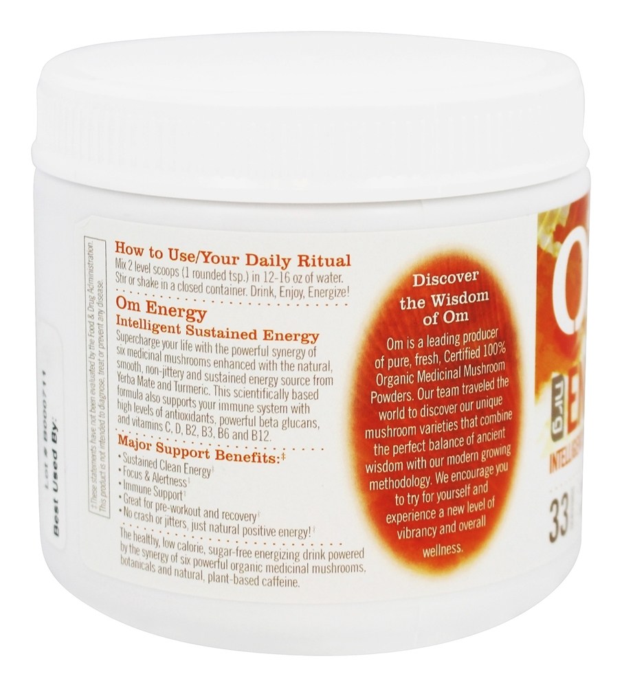 Bebida Energética em Pó com Cordyceps & Reishi Sabor Laranja Cítrica - 7.14 oz. Om - Imagem 3