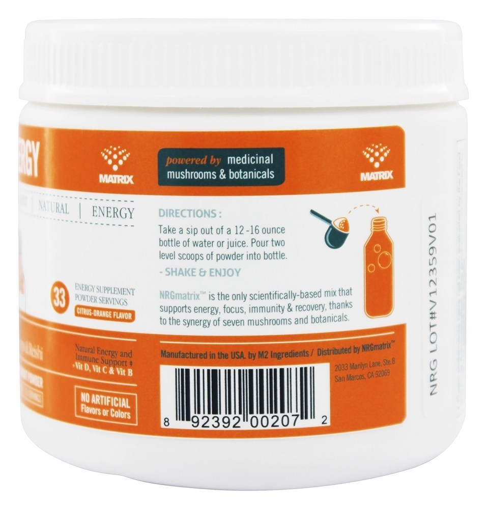 Bebida Energética em Pó com Cordyceps & Reishi Sabor Laranja Cítrica - 7.14 oz. Om - Imagem 4