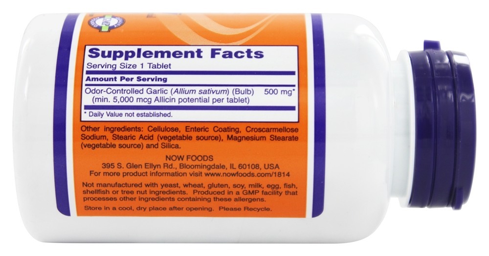 Alho 5000 Odor Controlado - 90 Tablet (s) NOW Foods - Imagem 2