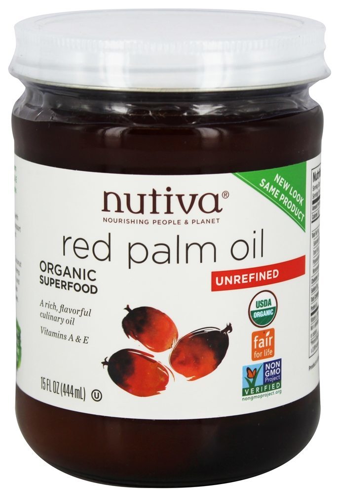 Óleo de palma vermelho orgânico não refinado - 15 oz. Nutiva