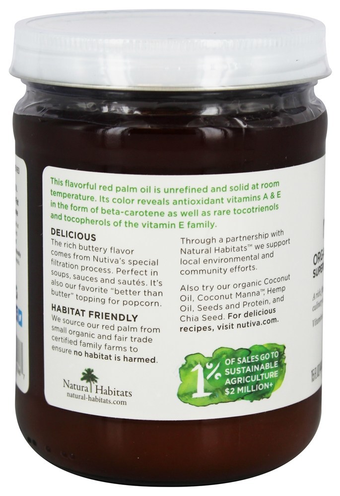 Óleo de palma vermelho orgânico não refinado - 15 oz. Nutiva - Imagem 3