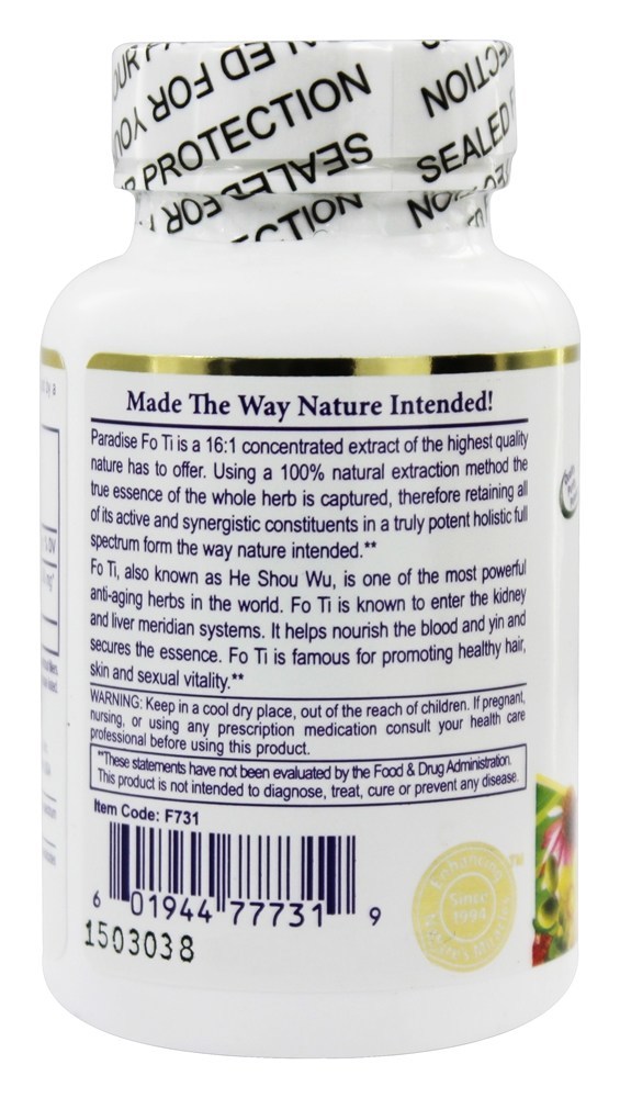 Fo Ti - Cápsulas vegetarianas 60 Paradise Herbs - Imagem 3