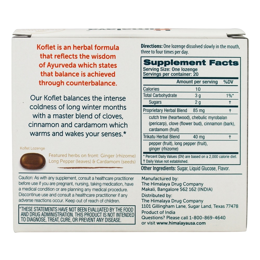 Koflet Lozenge - 20 Pastilhas Himalaya Herbal Healthcare - Imagem 2