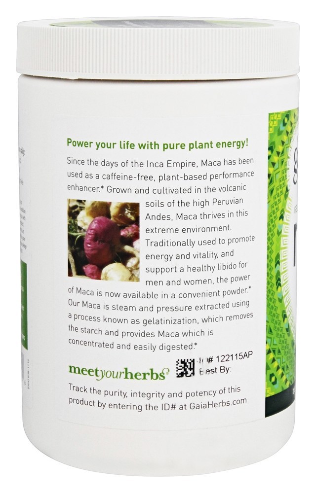 Pó Maca Gelatinizado Orgânico - 16 oz. Gaia Herbs - Imagem 3