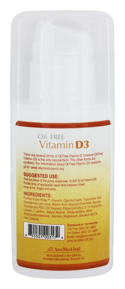 Vitamina D3 Creme Sem Óleo 10000 IU - 3 fl. oz. AnuMed - Imagem 2
