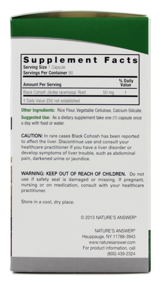 Raiz de Cohosh preto uma vez suplemento diário de erva única - Cápsulas vegetarianas 90 Nature's Answer - Imagem 2