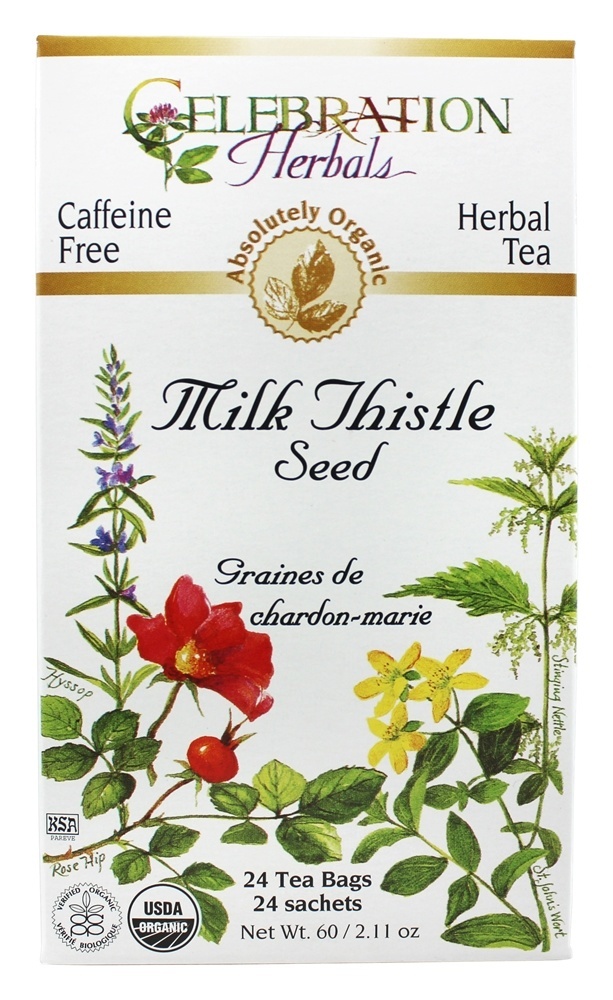 Semente de cardo de leite livre de cafeína orgânica chá de ervas - 24 Saquinhos de Chá Celebration Herbals