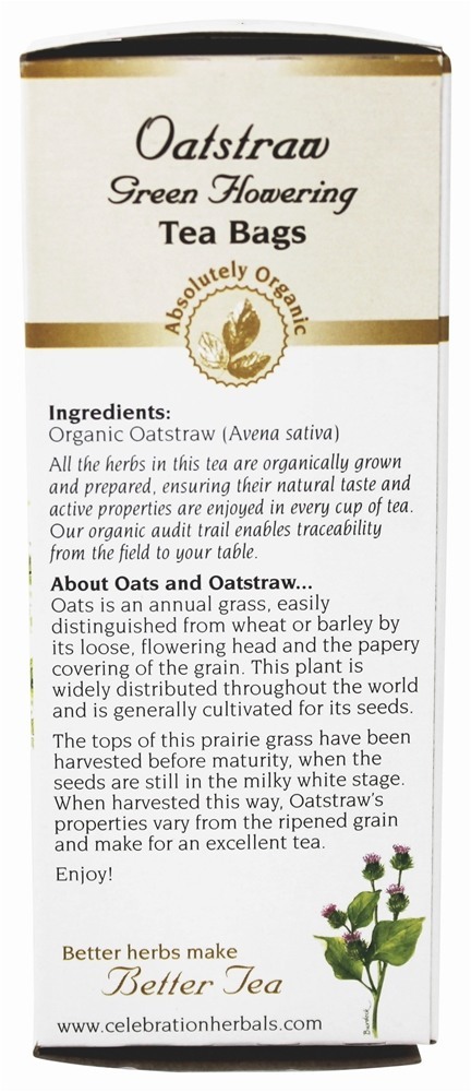 Orgânico Cafeína Livre Oatstraw Verde Florescimento De ervas Chá - 24 Saquinhos de Chá Celebration Herbals - Imagem 2