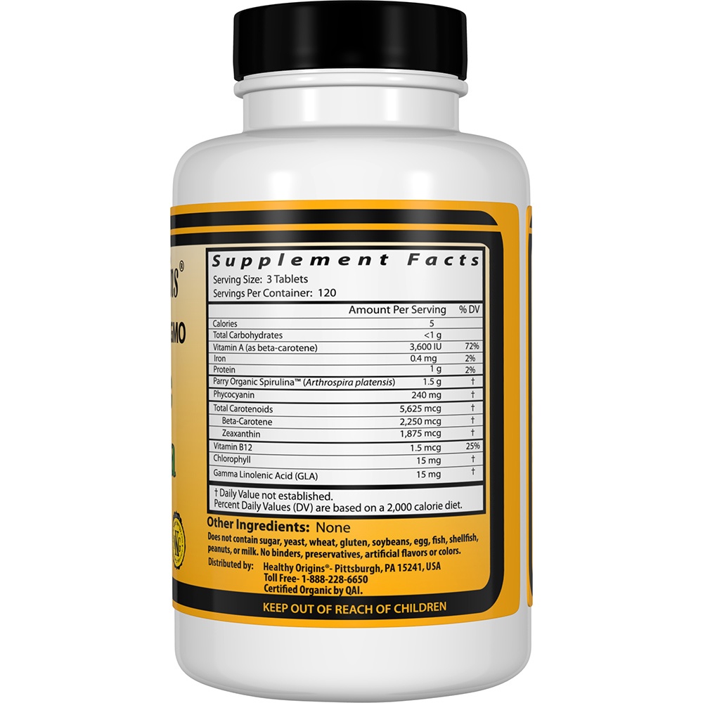 Spirulina Orgânica Não Transgênica 500 mg. - 360 Tablet (s) Healthy Origins - Imagem 2