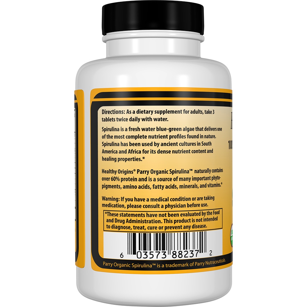 Spirulina Orgânica Não Transgênica 500 mg. - 360 Tablet (s) Healthy Origins - Imagem 3