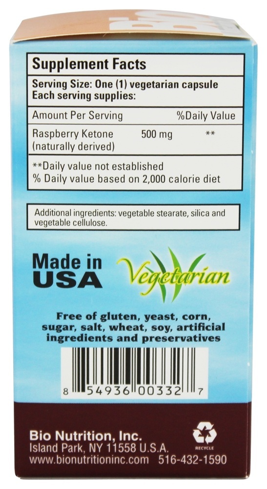 100 % Natural de framboesa cetona 500 mg. - Cápsulas vegetarianas 60 Bio Nutrition - Imagem 2