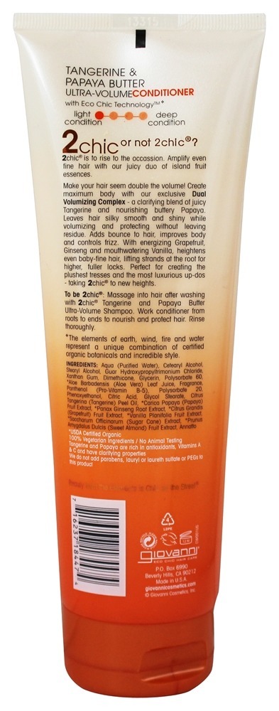 2Chic Tangerine & Condicionador Ultra-Volume Manteiga De Papaia - 8.5 fl. oz. Giovanni - Imagem 2