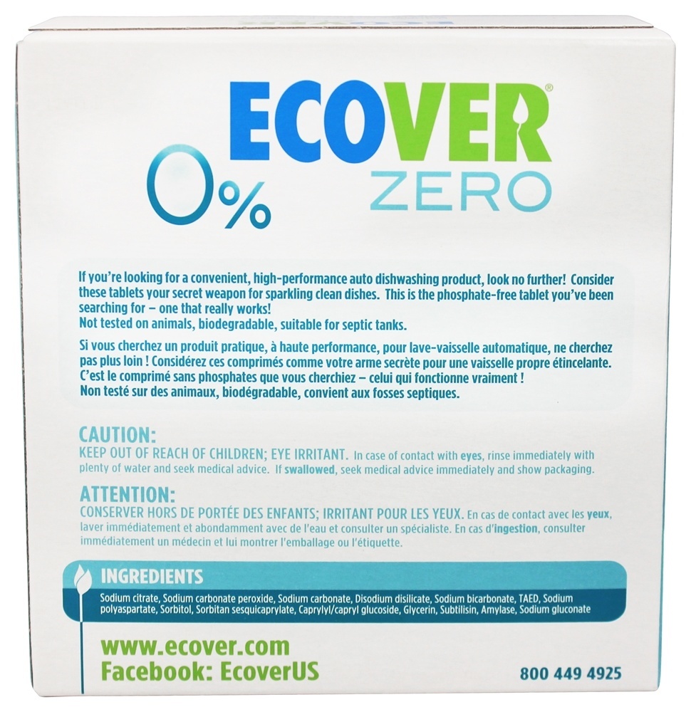 Zero Tablets Automáticas para Lavar Louça 25 Carrega sem perfume - 17.6 oz. Ecover - Imagem 2