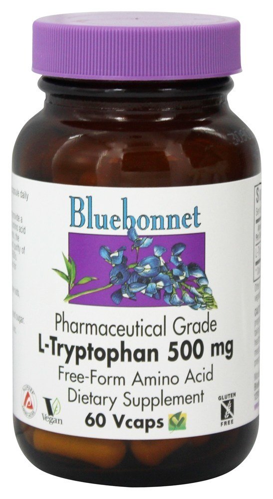 Aminoácido de Forma Livre de L-Triptofano Farmacêutico 500 mg. - Cápsulas vegetarianas 60 Bluebonnet Nutrition