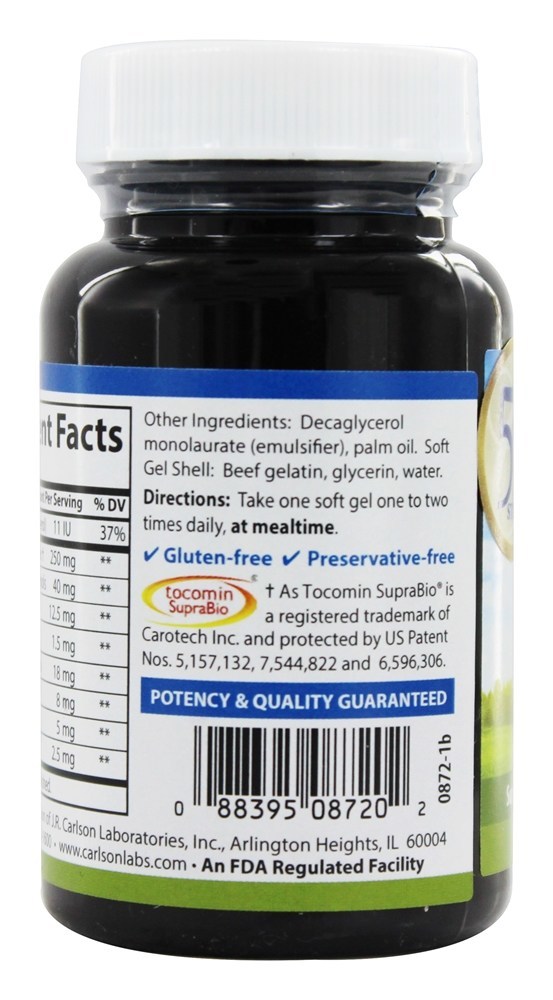 Tocomin SupraBio - 120 Softgels Carlson Labs - Imagem 3