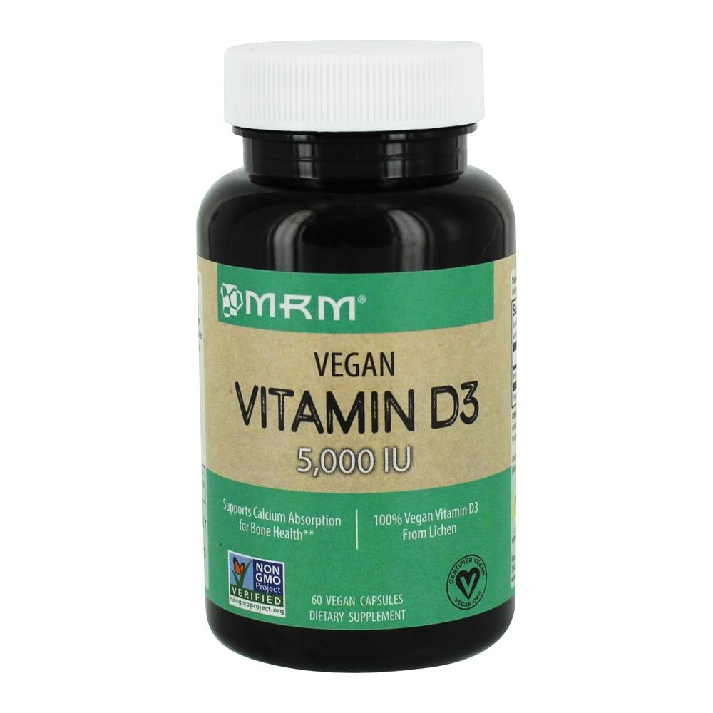 Vitamina D3 Vegana para Absorção de Cálcio e Saúde Óssea 5000 UI - Cápsulas vegetarianas 60 MRM