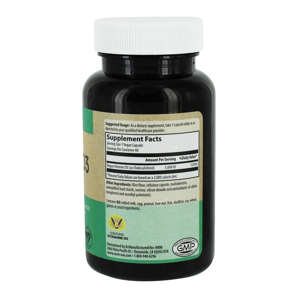 Vitamina D3 Vegana para Absorção de Cálcio e Saúde Óssea 5000 UI - Cápsulas vegetarianas 60 MRM - Imagem 2