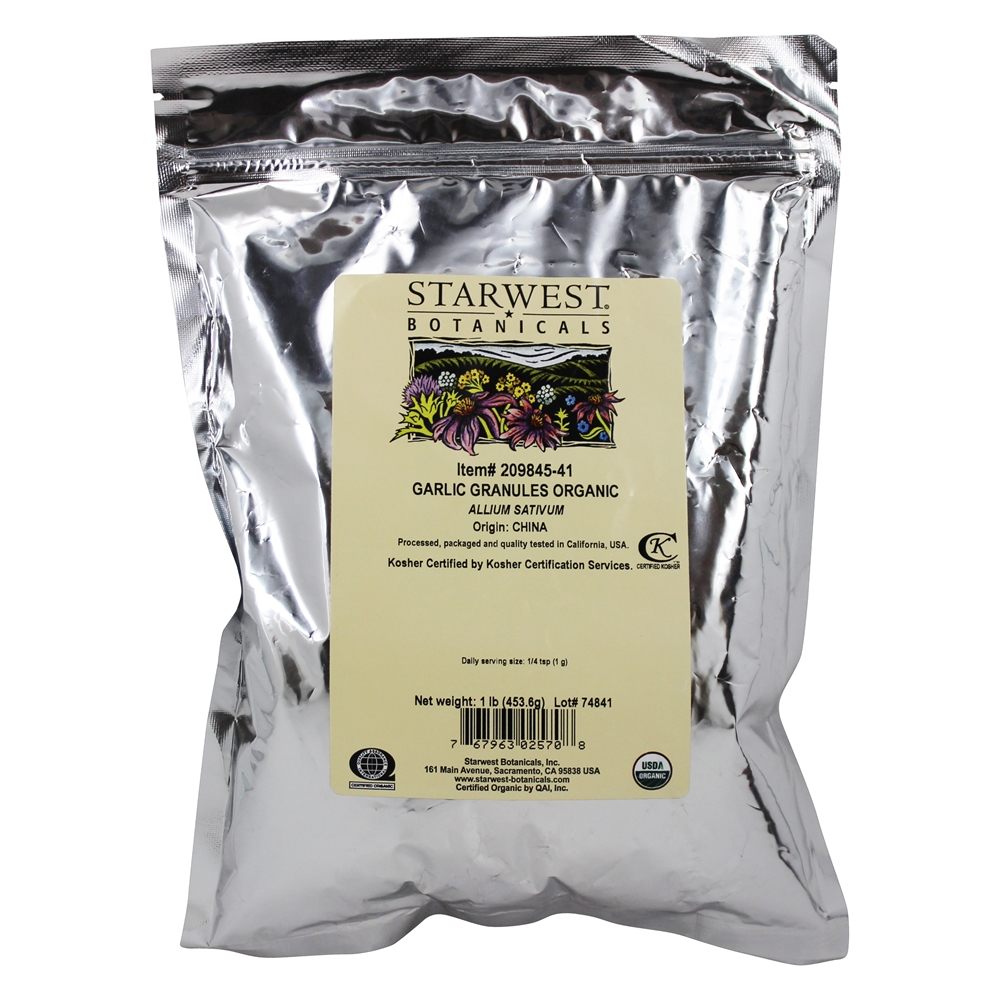Grânulos de alho a granel orgânicos - 1 lb. Starwest Botanicals