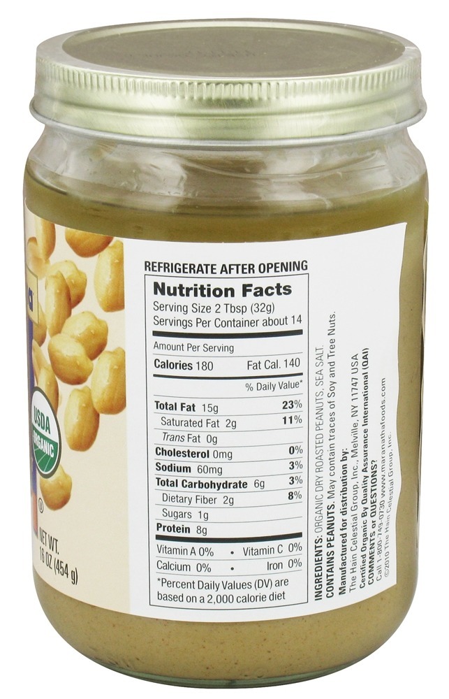 Manteiga de Amendoim Orgânica Hint de Sal Marinho Cremoso - 16 oz. MaraNatha - Imagem 2