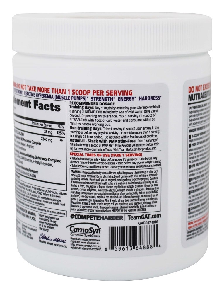 Hiperemia por Nitraflex e Pó de Melhoramento de Testosterona 30 Porções de Maçã Verde - 10.6 oz. GAT - Imagem 3