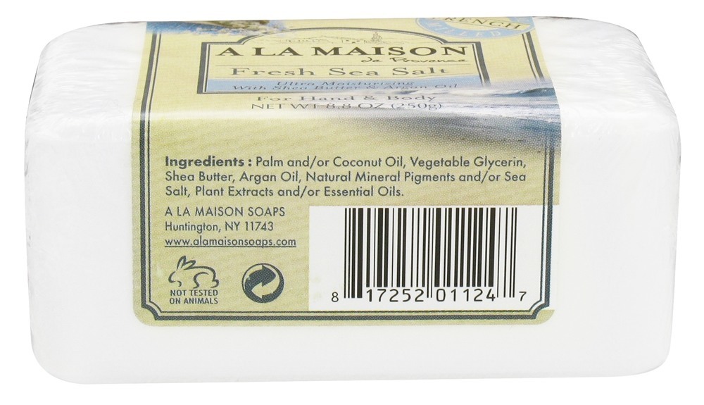 Tradicional Francês Moído Bar Sabão Fresco Mar Sal - 8.8 oz. A La Maison - Imagem 2