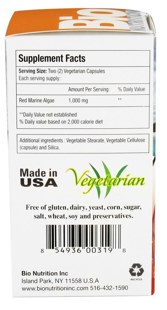 Algas Marinhas Vermelhas 1000 mg. - Cápsulas vegetarianas 60 Bio Nutrition - Imagem 2