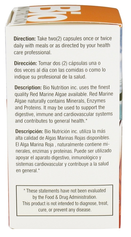 Algas Marinhas Vermelhas 1000 mg. - Cápsulas vegetarianas 60 Bio Nutrition - Imagem 3