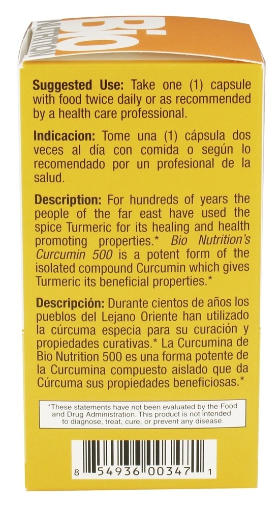 Curcumina De Turmeric 500 mg. - Cápsulas vegetarianas 50 Bio Nutrition - Imagem 3