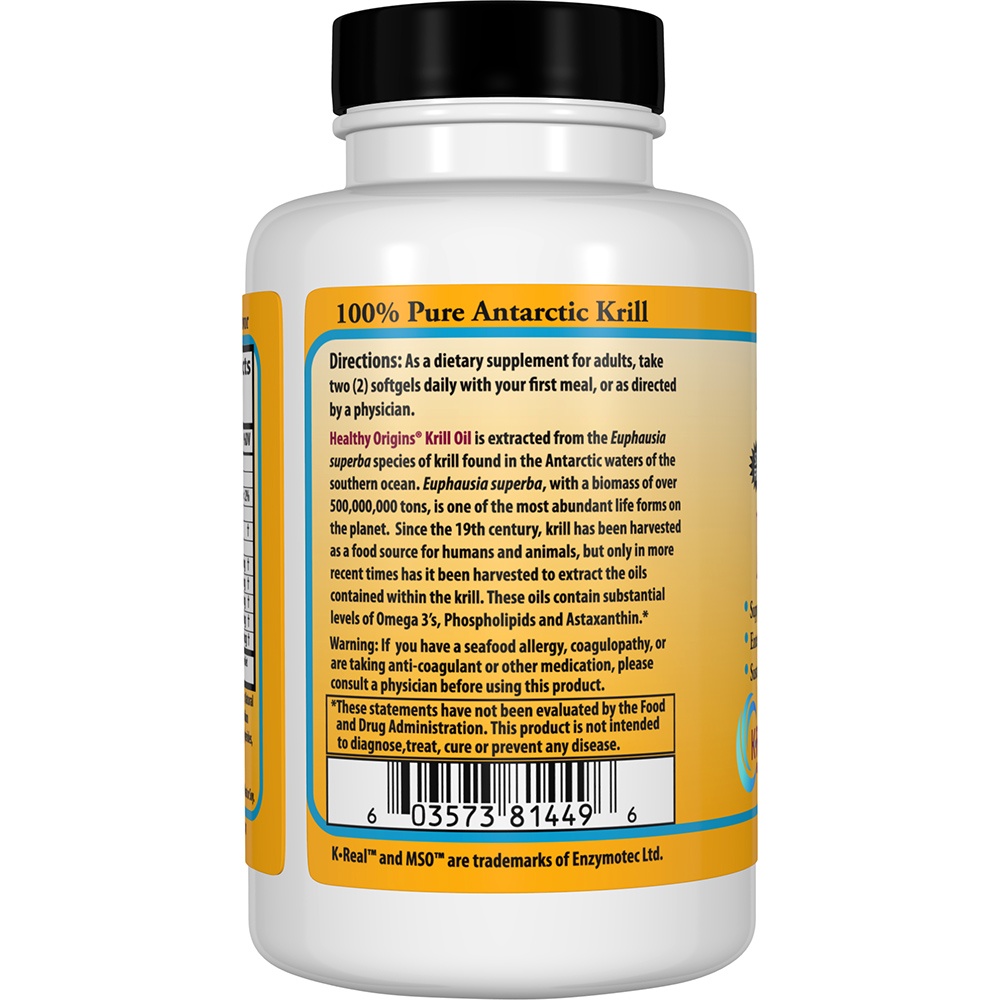 Óleo de Krill Natural 500 mg. - 120 Softgels Healthy Origins - Imagem 3