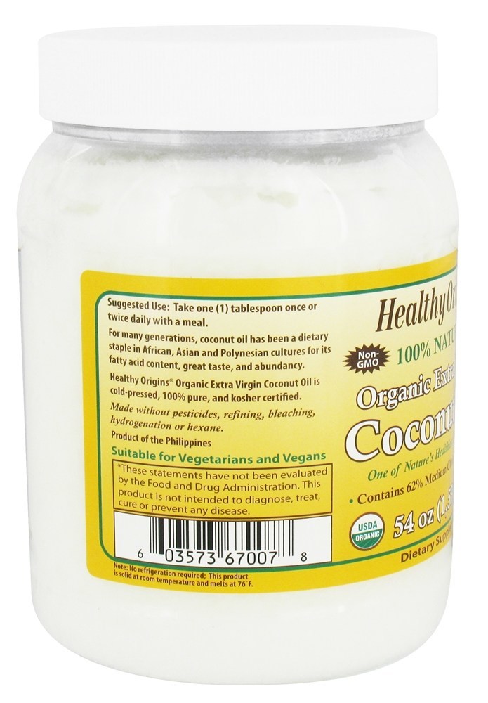 Óleo De Coco Extra Virgem Orgânico - 54 fl. oz. Healthy Origins - Imagem 3