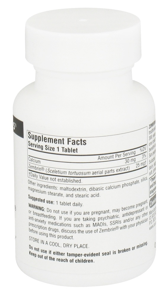 Zembrin - Suporta Bem Estar Mental 25 mg. - 30 Tablets Source Naturals - Imagem 2