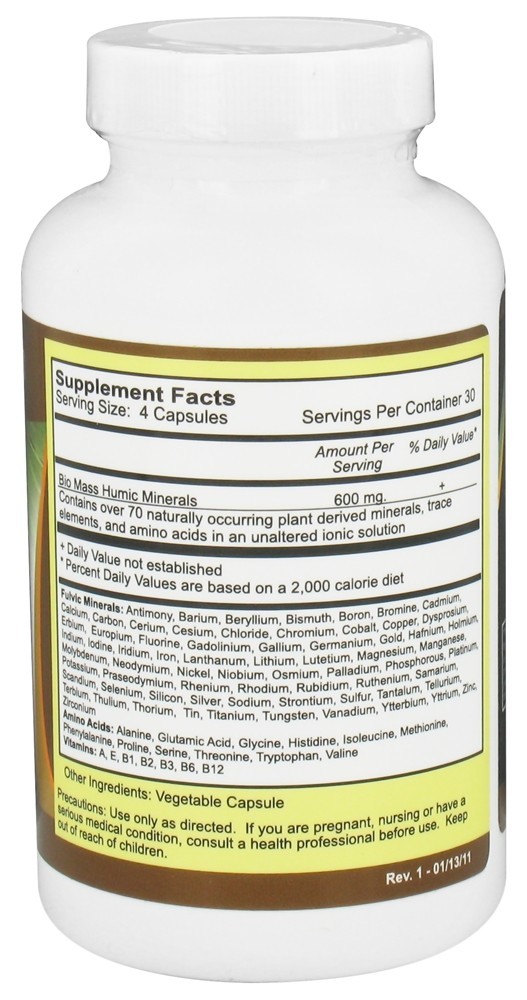 Tampas Humic 600 mg. - Cápsulas 120 Vital Earth - Imagem 2