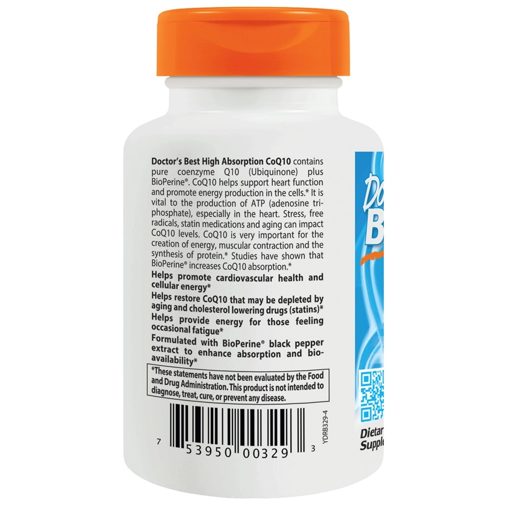CoQ10 de Alta Absorção com BioPerina 200 mg. - Cápsulas vegetarianas 180 Doctor's Best - Imagem 3