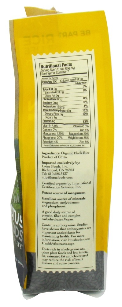 Arroz Preto Proibido Orgânico - 15 oz. Lotus Foods - Imagem 2