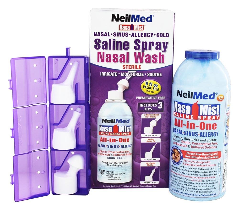 Lavagem nasal com spray salino NasaMist - 6 fl. oz. NeilMed Pharmaceuticals