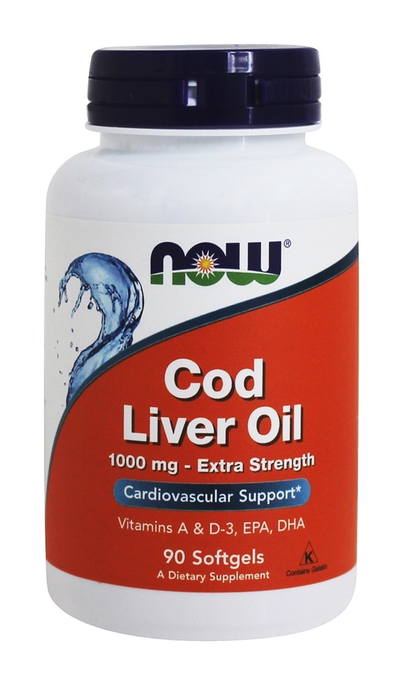 Força extra do óleo de fígado de bacalhau 1000 mg. - 90 Softgels NOW Foods