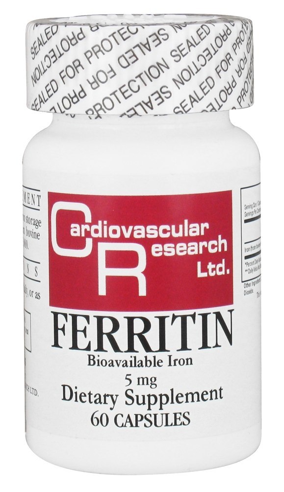 Ferritina Ferro Biodisponível 5 mg. - Cápsulas 60 (anteriormente Cardiovascular Research ) Ecological Formulas
