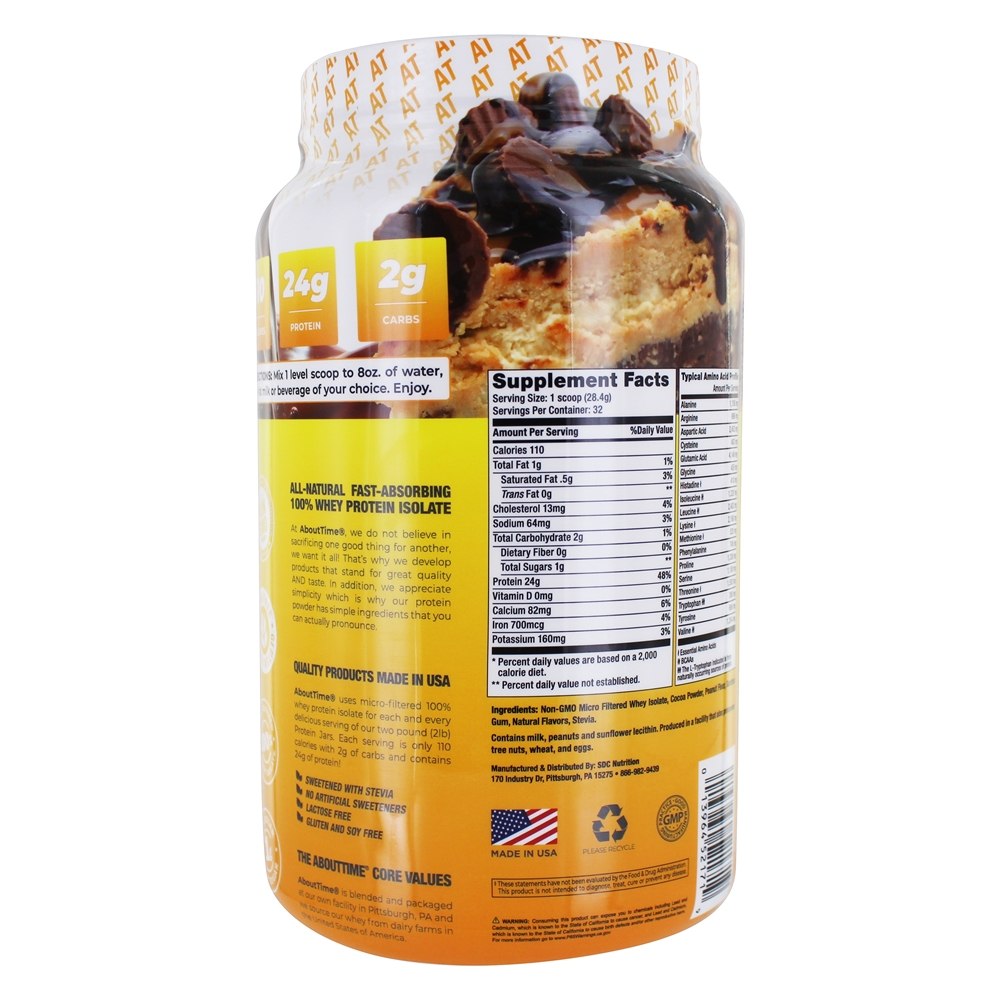 Soro de leite coalhado Proteína Isolar Chocolate Amendoim Manteiga - 2 lbs. About Time - Imagem 2