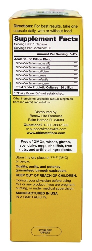 Final Flora Adulto 50+ Probiotic Ir Empacotar 30 Bilhão - 30 Cápsulas Vegetarianas Anteriormente Atendimento ao Idoso Renew Life - Imagem 2