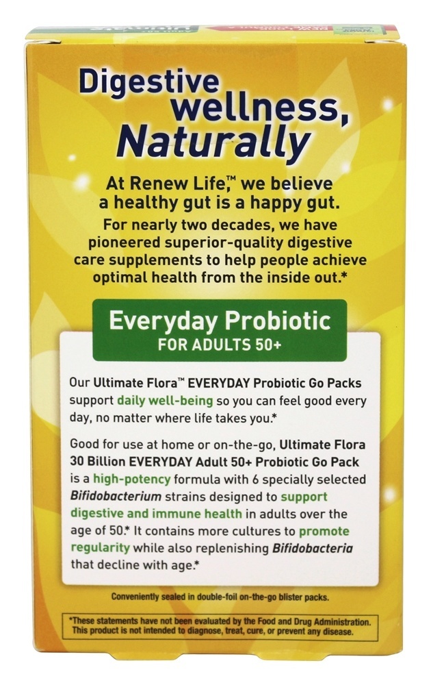 Final Flora Adulto 50+ Probiotic Ir Empacotar 30 Bilhão - 30 Cápsulas Vegetarianas Anteriormente Atendimento ao Idoso Renew Life - Imagem 3