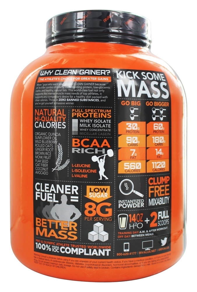 Gainer limpo aumenta massa muscular e baunilha cremosa - 5 lbs. Rivalus - Imagem 3