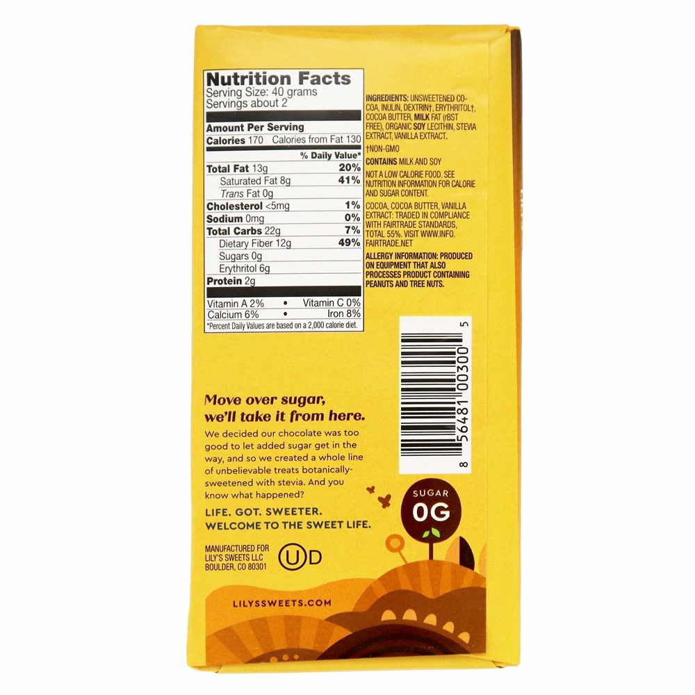 Barra de chocolate escura 55 % Original de cacau - 3 oz. Lily's - Imagem 2