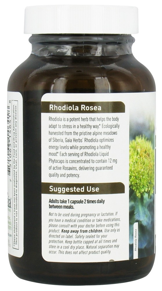 Phyto-Caps de Rhodiola Rosea - Cápsulas vegetarianas 120 Gaia Herbs - Imagem 3