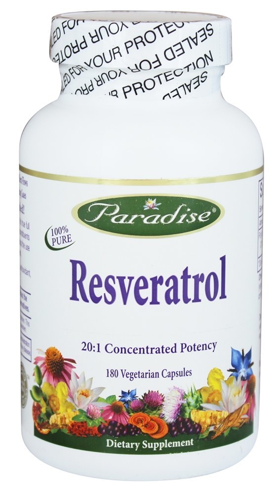 Resveratrol 20 : 1 Potência Concentrada - Cápsulas vegetarianas 180 Paradise Herbs