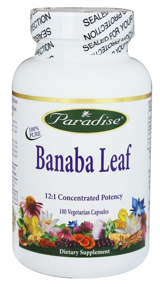 Folha de Banaba 12 : 1 Potência Concentrada - Cápsulas vegetarianas 180 Paradise Herbs