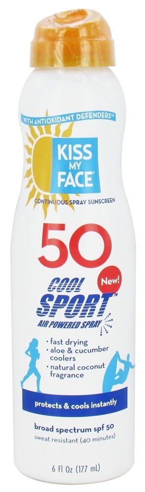 Protetor solar esportivo fresco com qualquer spray de ar comprimido de ângulo 50 SPF - 6 fl. oz. Kiss My Face