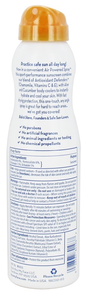 Protetor solar esportivo fresco com qualquer spray de ar comprimido de ângulo 50 SPF - 6 fl. oz. Kiss My Face - Imagem 2