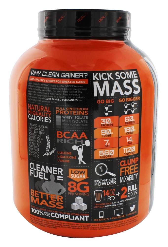 Limpar Gainer Músculo e Peso Melhorar Proteína Pó Chocolate Falsificar - 5 lbs. Rivalus - Imagem 3