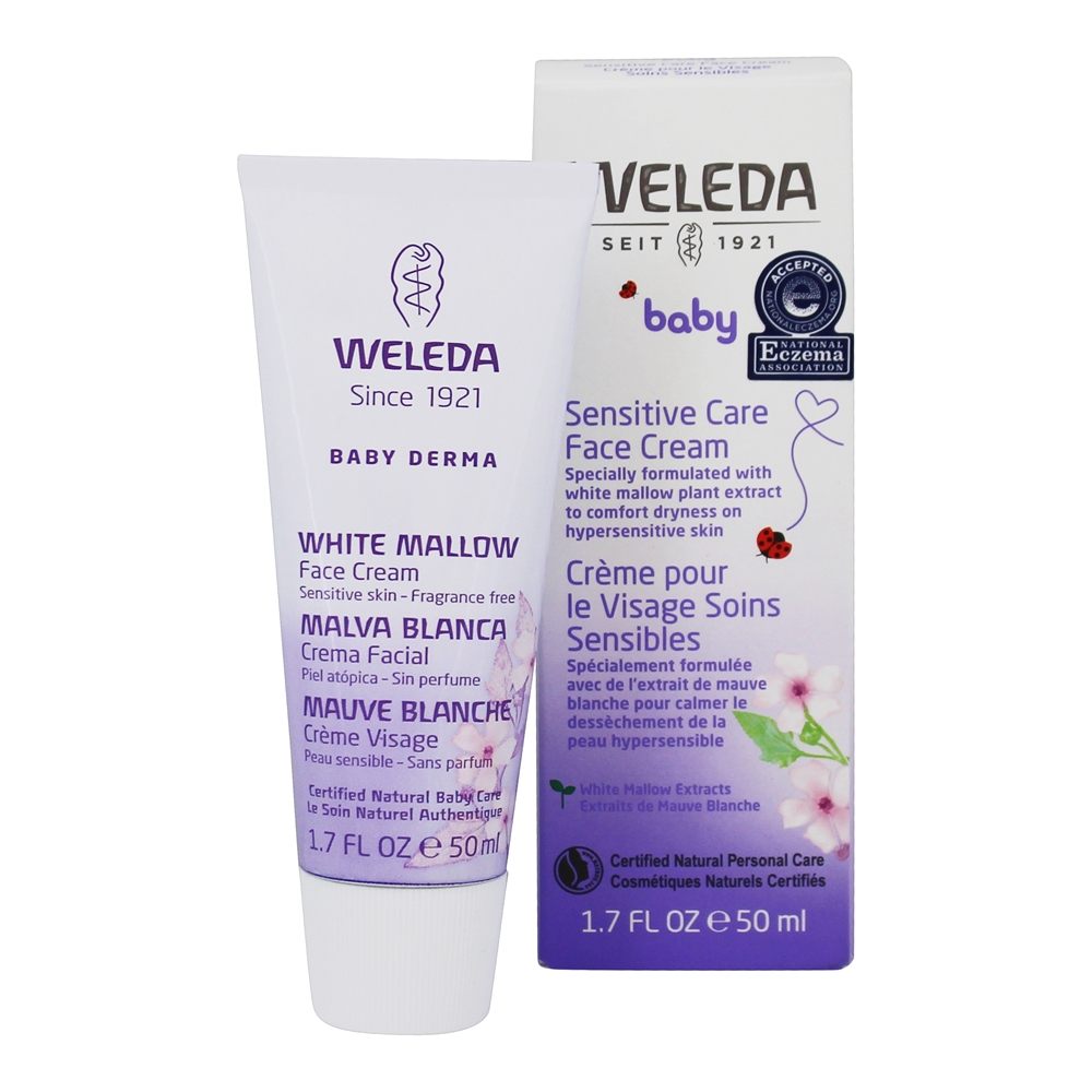 Extratos sensíveis do malva branco do creme de cara do bebê do cuidado - 1.7 fl. oz. Weleda